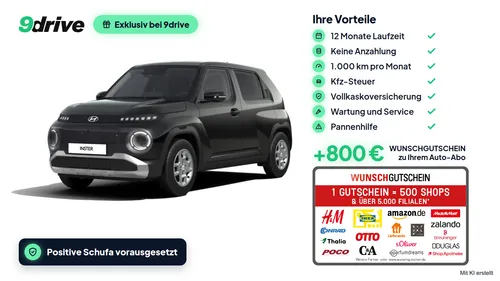 Hyundai Hyundai All-inklusive-Abo mit 800 € Wunschgutschein: INSTER Trend Elektro, exklusiv bei 9drive im Auto Abo von 9drive