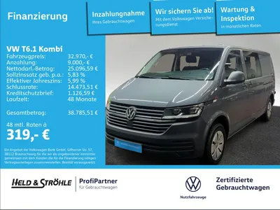 VW Volkswagen T6.1 Kombi 2.0 TDI EcoProfi L2H1 AHK LED 5Si PDC im Leasing von Null-Leasing