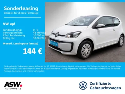 VW Volkswagen up! move up! 1.0 MPI Klima RFK GRA PDC im Leasing von Null-Leasing