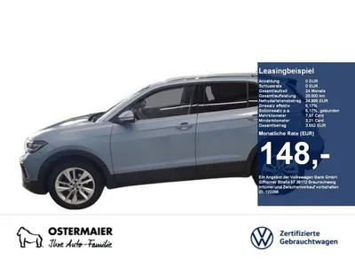 VW Volkswagen T-Cross STYLE 1.0TSI 116PS NP.40T AHK.18 KAMERA. im Leasing von Null-Leasing