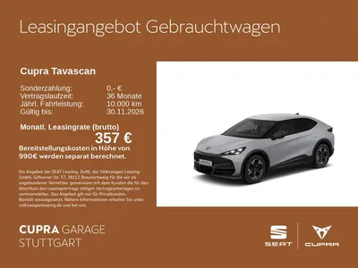 Cupra Cupra Tavascan Endurance 210 kW im Leasing von Null-Leasing