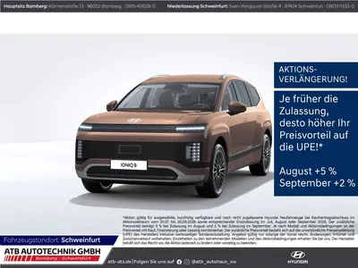 Hyundai Hyundai IONIQ 9 UNIQ 110 kWh Allradantrieb HUD Navi Lede im Leasing von Null-Leasing