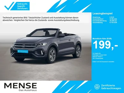 VW Volkswagen T-Roc Cabriolet 1.5TSI DSG R-Line CarPlay AHK LM im Leasing von Null-Leasing