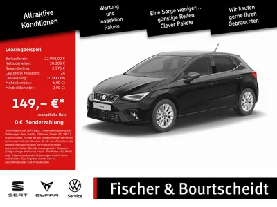 Seat Seat Ibiza 1.0 TSI Xcellence SHZ NAVI ACC FACEL. LED im Leasing von Null-Leasing