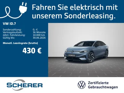 VW Volkswagen ID.7 Pro 77kWh IQ.LIGHT WäPu 360° AHK im Leasing von Null-Leasing