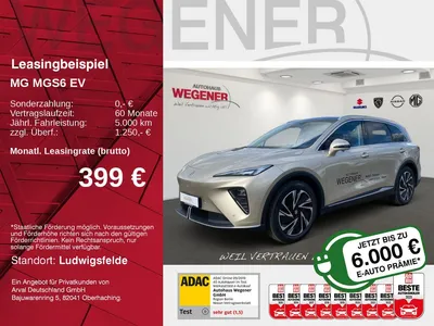 MG MGS6 EV Luxury RWD*HUD*360*PANO*Sitzklima*Ambi* im Leasing von Null-Leasing