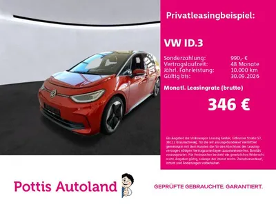 VW Volkswagen ID.3 Pro S NAVI KAMERA IQ.LIGHT SITZHZG im Leasing von Null-Leasing