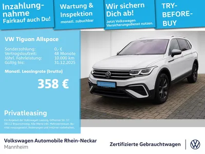VW Volkswagen Tiguan Allspace 2.0 TDI Life DSG Navi Kamera LED im Auto Abo von Null-Leasing