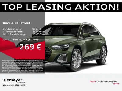 Audi Audi A3 allstreet 40 TFSIe S LINE LM18 SONOS AHK KAME im Leasing von Null-Leasing