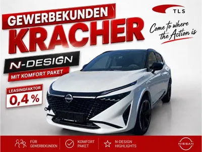 Nissan Nissan Qashqai N-Design *Gewerbekracher* weiß / schwarz 158PS Leder, Head UP, 360 Grad ,Komfort Paket im Leasing von LeasingMarkt.de