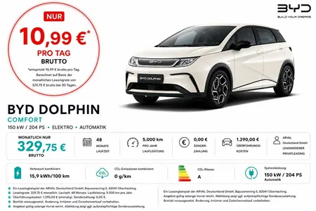 BYD BYD DOLPHIN Comfort | LED I Sitzheizung I 360 Kamera im Leasing von Null-Leasing