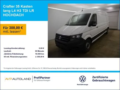 VW Volkswagen Crafter 35 Kasten lang L4 H3 TDI LR HOCHDACH im Leasing von Null-Leasing