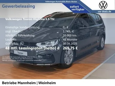 VW Volkswagen Touran Highline 1.5 TSI OPF DSG AHK 7 Sitze R Line im Auto Abo von LeasingMarkt.de