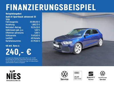 Audi Audi A1 Sportback advanced 35 TFSI SONOS+GRA+SHZ im Leasing von Null-Leasing