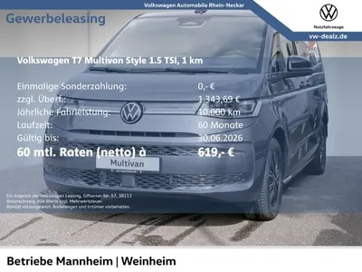 VW Volkswagen T7 Multivan Style 1.5 eHybrid 4MOTION DSG AHK im Leasing von LeasingMarkt.de