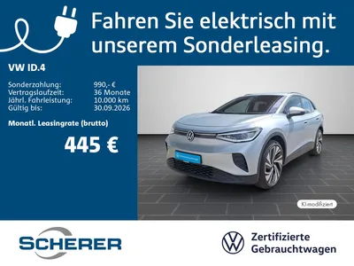 VW Volkswagen ID.4 PRO ELECTRIC SOH 99% IQ.LIGHT NAVI AHK REAR im Leasing von Null-Leasing