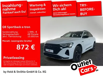Audi Audi Q8 e-tron Sportback S-Line 50 qu 21 AHK HuD PANO im Leasing von Null-Leasing