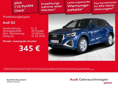 Audi Audi Q2 35 TFSI S tronic 2xS line Matrix Kamera Sound im Auto Abo von Null-Leasing