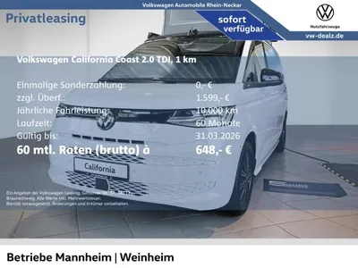 VW Volkswagen California T7Coast 2.0 TDI DSG Klima AHK DAB im Auto Abo von LeasingMarkt.de