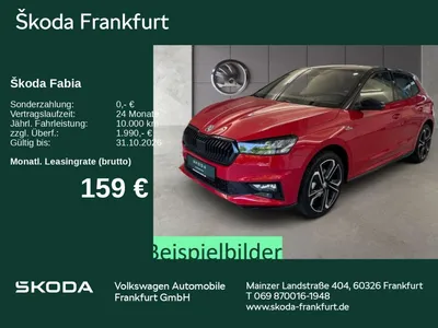 Skoda Skoda Fabia Monte Carlo 1,0 TSI 70 kW 5-Gang-Schaltget im Leasing von Null-Leasing