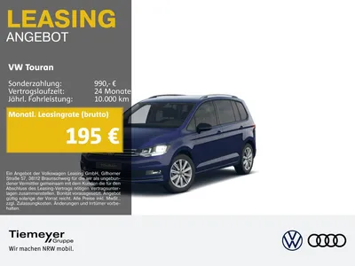 VW Volkswagen Touran 1.5 TSI DSG GOAL 7SITZE STHZG LM17 eKLAPP im Leasing von Null-Leasing
