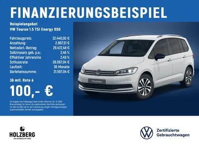 VW Volkswagen Touran 1.5 TSI Energy DSG 7SITZER+AHK+LED im Leasing von Null-Leasing