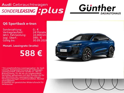 Audi Audi Q6 Sportback e-tron S LINE EDITION ONE BLUE+WINT im Leasing von Null-Leasing