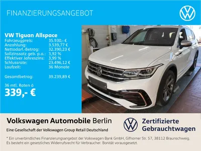 VW Volkswagen Tiguan Allspace 2.0 TDI R-Line 4Motion (EURO 6d) im Leasing von Null-Leasing