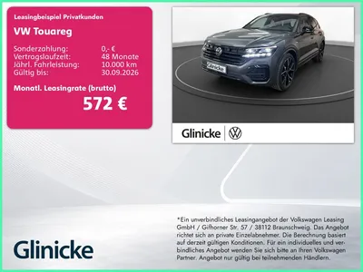 VW Volkswagen Touareg 3.0 TDI R-Line 4M AHK Pano Matrix LM 22" im Leasing von Null-Leasing