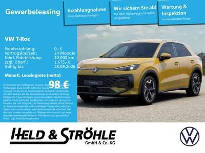 VW Volkswagen T-Roc R-Line 1.5eTSI Gewerbeleasing im Leasing von Null-Leasing
