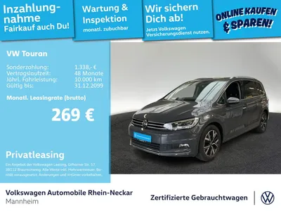 VW Volkswagen Touran 1.5 TSI Highline Navi AHK Pano uvm im Leasing von Null-Leasing