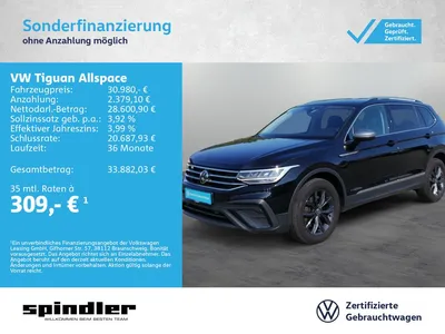 VW Volkswagen Tiguan Allspace Life 2.0 TDI 4M DSG / Navi, LED im Leasing von Null-Leasing