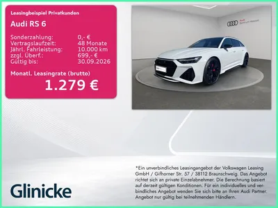 Audi Audi RS 6 Av 4.0 TFSI qu. Laser B&O Pano HuD AHK 360° im Leasing von Null-Leasing