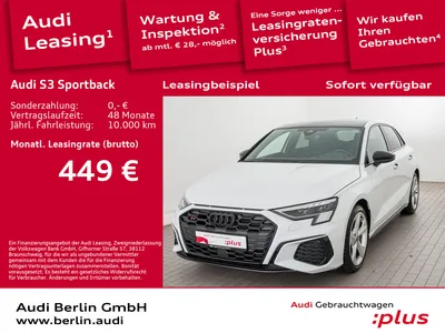 Audi AUDI S3 Sportback TFSI S tr. RFK PANO HUD MATRIX im Auto Abo von Null-Leasing