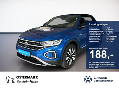 VW Volkswagen T-Roc Cabriolet GOAL 1.0TSI 116PS ACC.KAMERA.NAV im Leasing von Null-Leasing