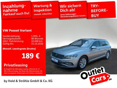 VW Volkswagen Passat Variant Business 2.0 TDI DSG LED NAV AHK im Leasing von Null-Leasing