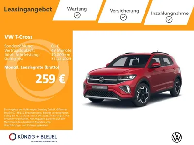 VW Volkswagen T-Cross R-Line 1.5 TSI DSG+AHK+PDC+LED+REGENS.+A im Auto Abo von Null-Leasing