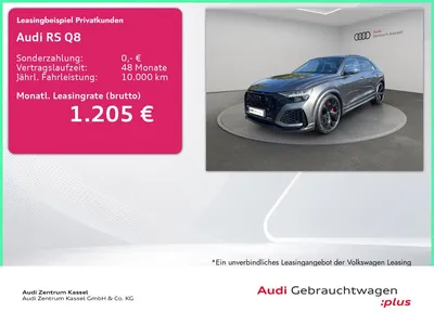 Audi Audi RS Q8 4.0 TFSI qu. Matrix B&O Pano HuD AHK 360° im Leasing von Null-Leasing