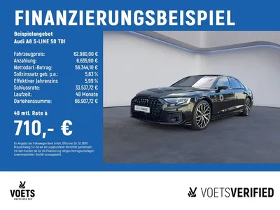 Audi Audi A8 S-LINE 50 TDI  MATRIX+AHK+ALLRADL+PANO+STANDH im Leasing von Null-Leasing