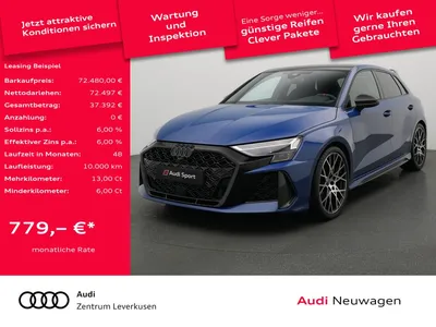 Audi Audi RS3 CARBON VMAX280KM/H PANO SPORTABGAS KAM LEDER im Auto Abo von Null-Leasing