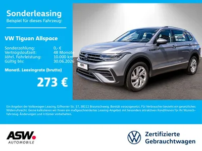 VW Volkswagen Tiguan Allspace Life 1.5TSI DSG NAVI AHK 7Sitzer im Leasing von Null-Leasing