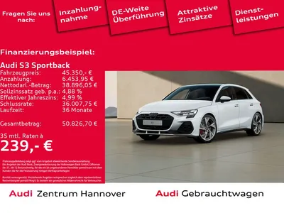 Audi Audi S3 Sportback 2.0 TFSI Pano SONOS Kamera Navi DAB im Auto Abo von Null-Leasing