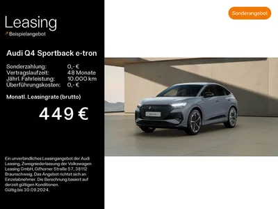 Audi AUDI Q4 Sportback e-tron 45 qu. S line AHK*HuD*Matrix im Auto Abo von Null-Leasing