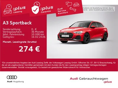 Audi Audi A3 Sportback S line 30 TFSI S tr. *PANO*AHK*HdUp im Auto Abo von Null-Leasing