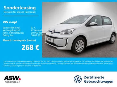 VW Volkswagen e-up! move up! Climatronic RFK PDC CCS SHZ im Leasing von Null-Leasing