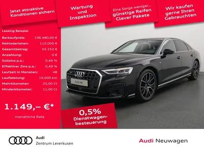 Audi Audi A8 HUD PANO ACC NAVI VIRT LEDER RAUTE SHZ KLIMA im Auto Abo von Mobile.de