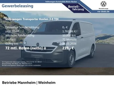 VW Volkswagen Transporter Kasten 2.0 TDI LED DAB Digi-Cockpit im Auto Abo von LeasingMarkt.de