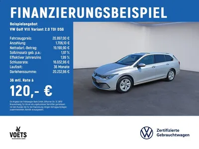 VW Volkswagen Golf VIII Variant  2.0  TDI  DSG Life LED+NAVI+A im Leasing von Null-Leasing