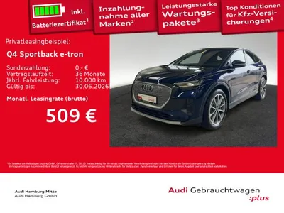 Audi Audi Q4 e-tron Q4 Sportback 45 e-tron quattro Matrix Navi im Leasing von LeasingMarkt.de