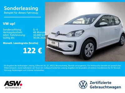 VW Volkswagen up! move up! 1,0 MPI Klimaanlage Sitzheizung im Leasing von Null-Leasing